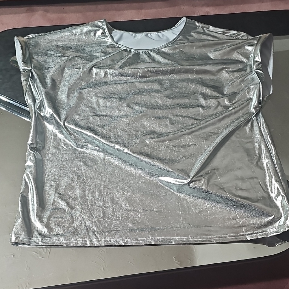 Shiny Silver Metallic Top